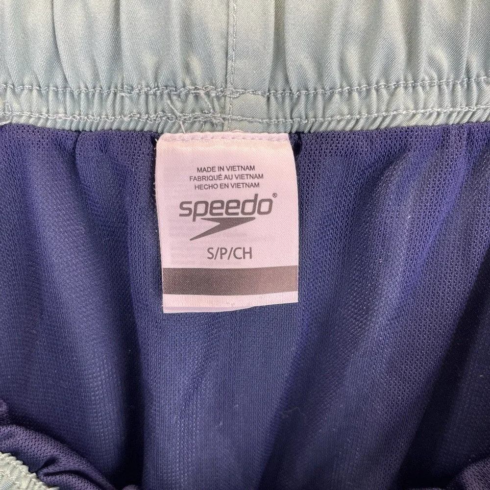 Speedo Shorts Men's Small Light Green Swim Trunks Elastic Waist Drawstring Lined